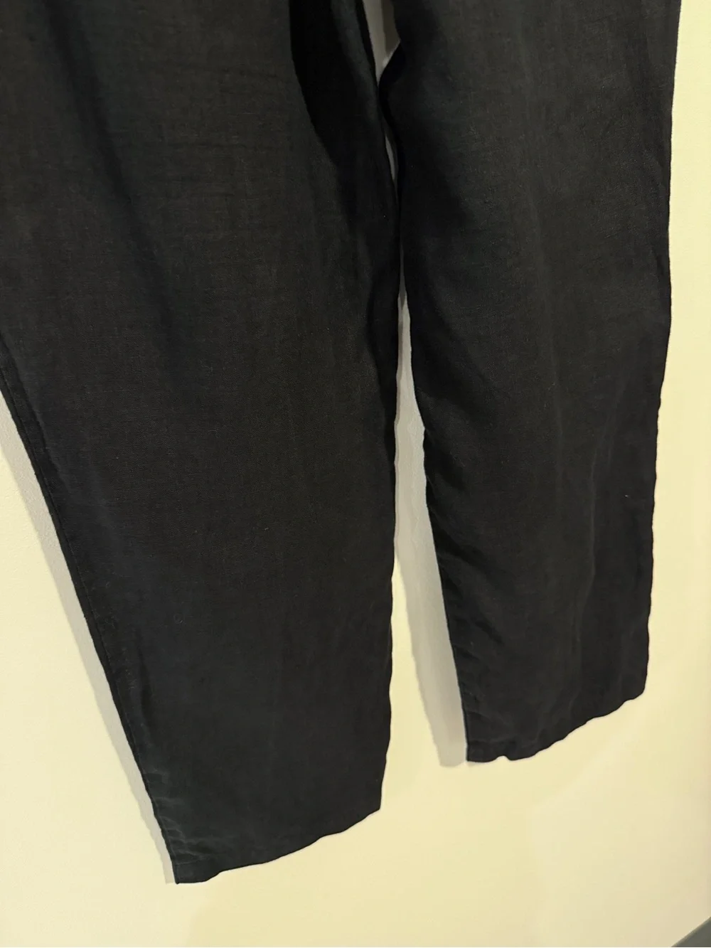 Quince European Linen Tapered Ankle Pant - Size Small - Black
